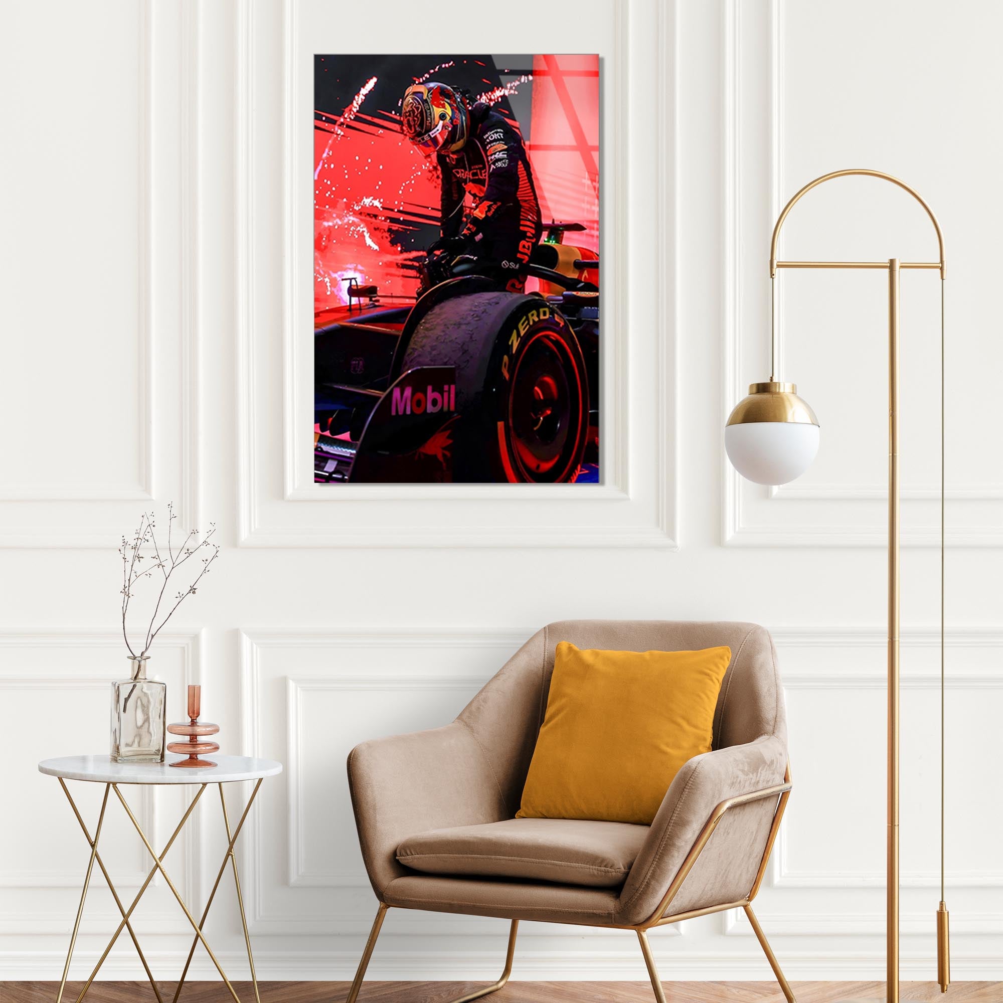 Kırmızı F1 Yarış Arabası Cam Tablo – Formula 1 Duvar Dekoru - DEG0694