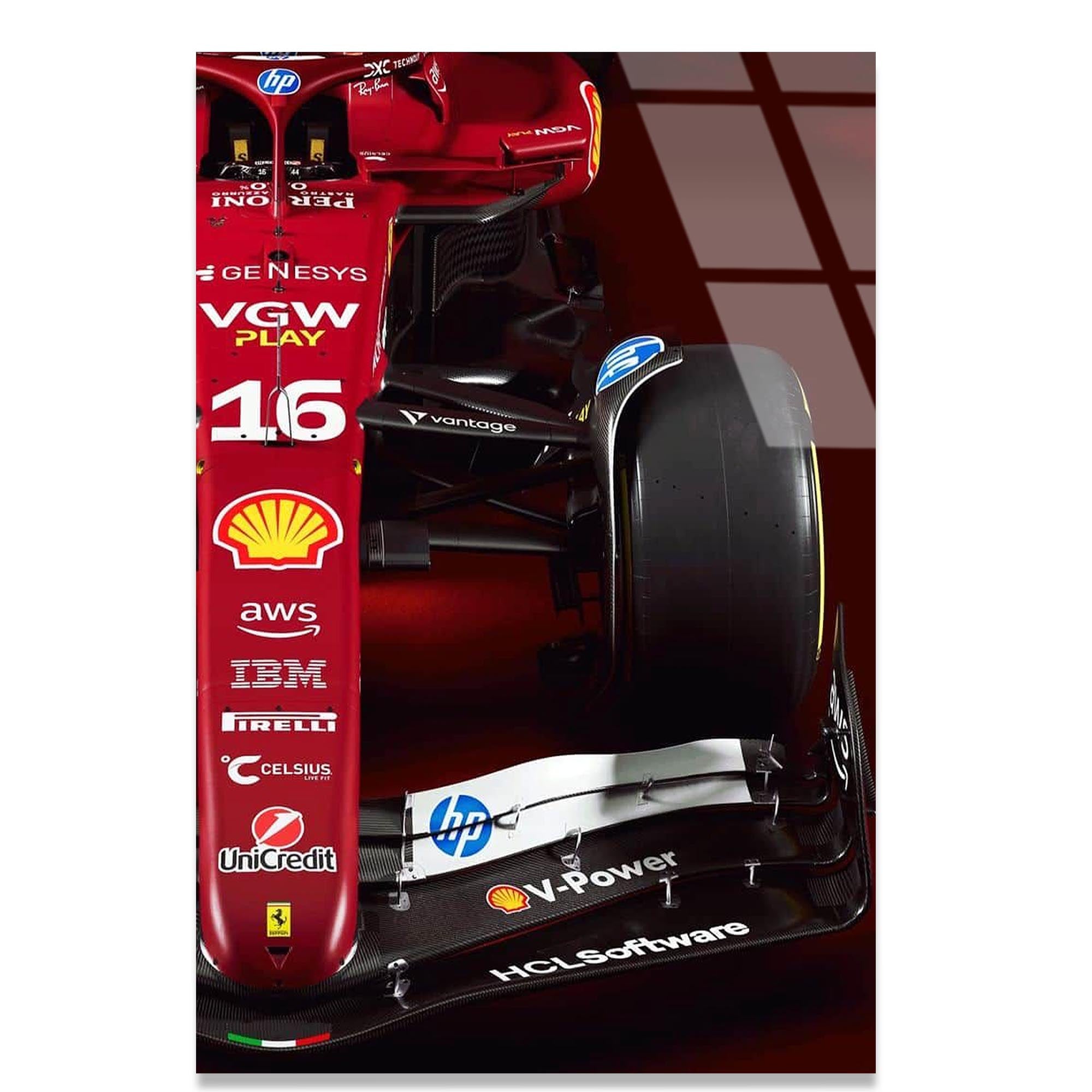 Ferrari F1 Yarış Arabaları Cam Tablo – Formula 1 Duvar Dekoru - DEG0696