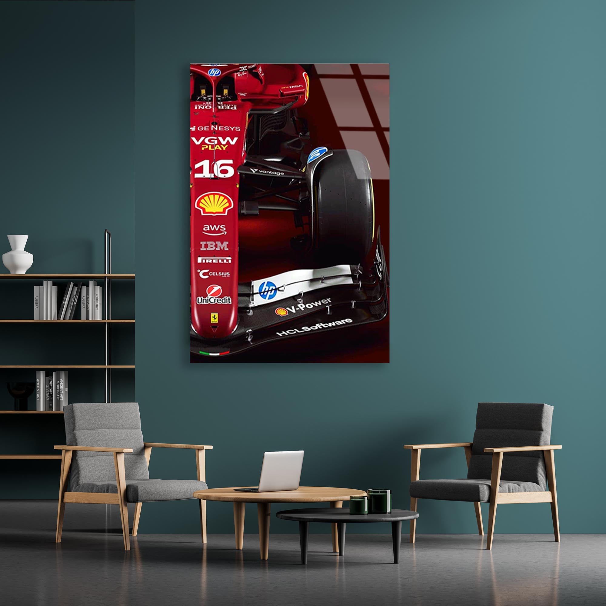 Ferrari F1 Yarış Arabaları Cam Tablo – Formula 1 Duvar Dekoru - DEG0696