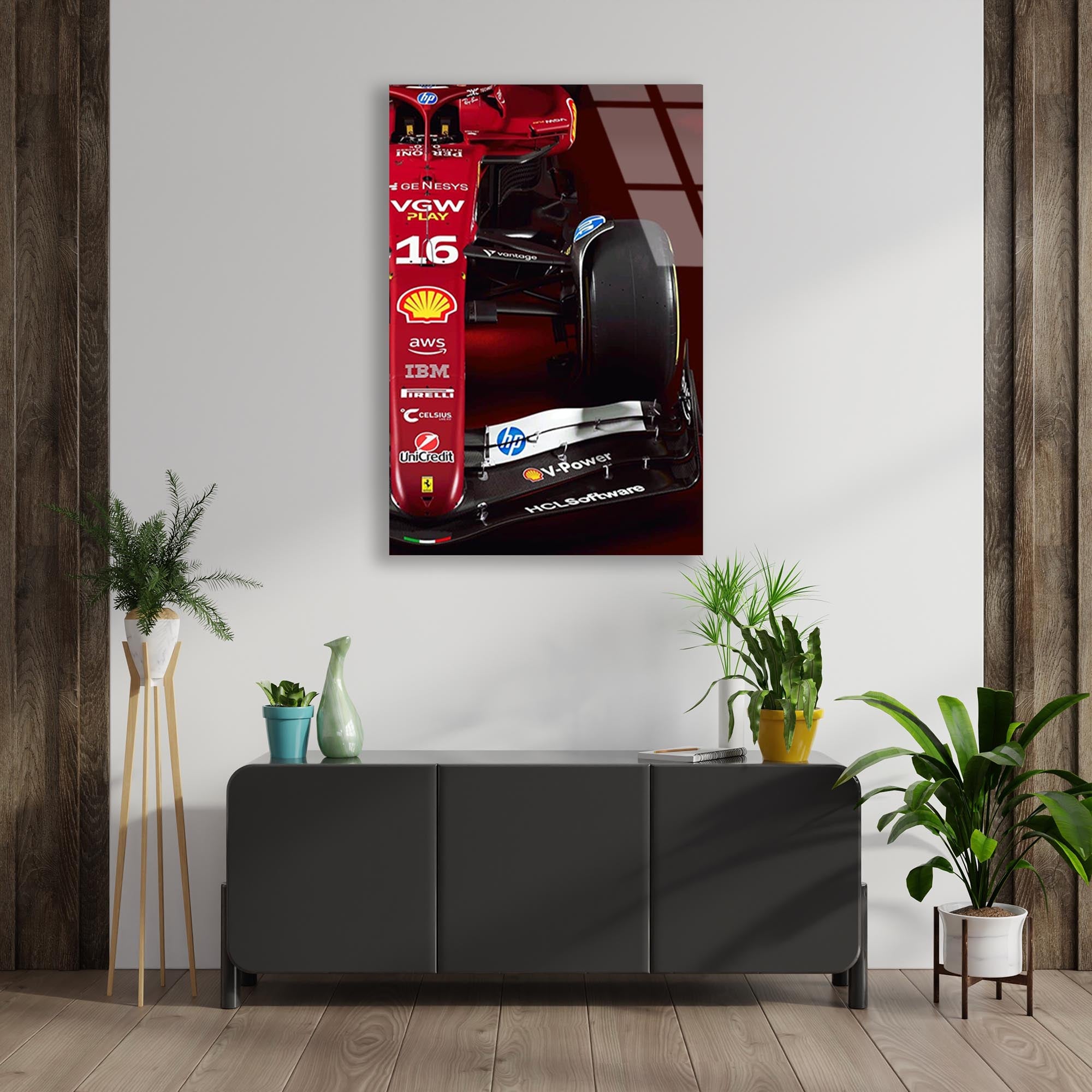 Ferrari F1 Yarış Arabaları Cam Tablo – Formula 1 Duvar Dekoru - DEG0696