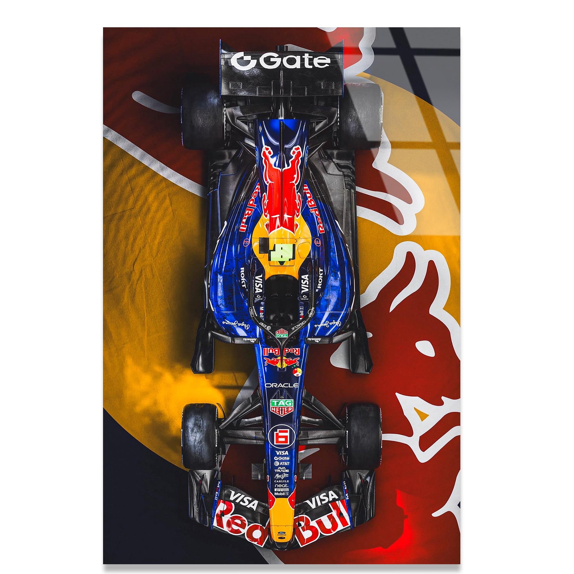 Red Bull F1 Yarış Arabası Cam Tablo – Motorsport Duvar Dekoru - DEG0698