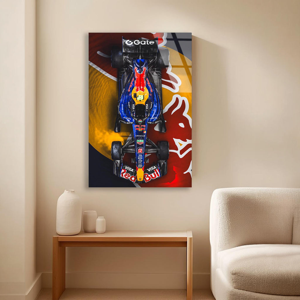 Red Bull F1 Yarış Arabası Cam Tablo – Motorsport Duvar Dekoru - DEG0698