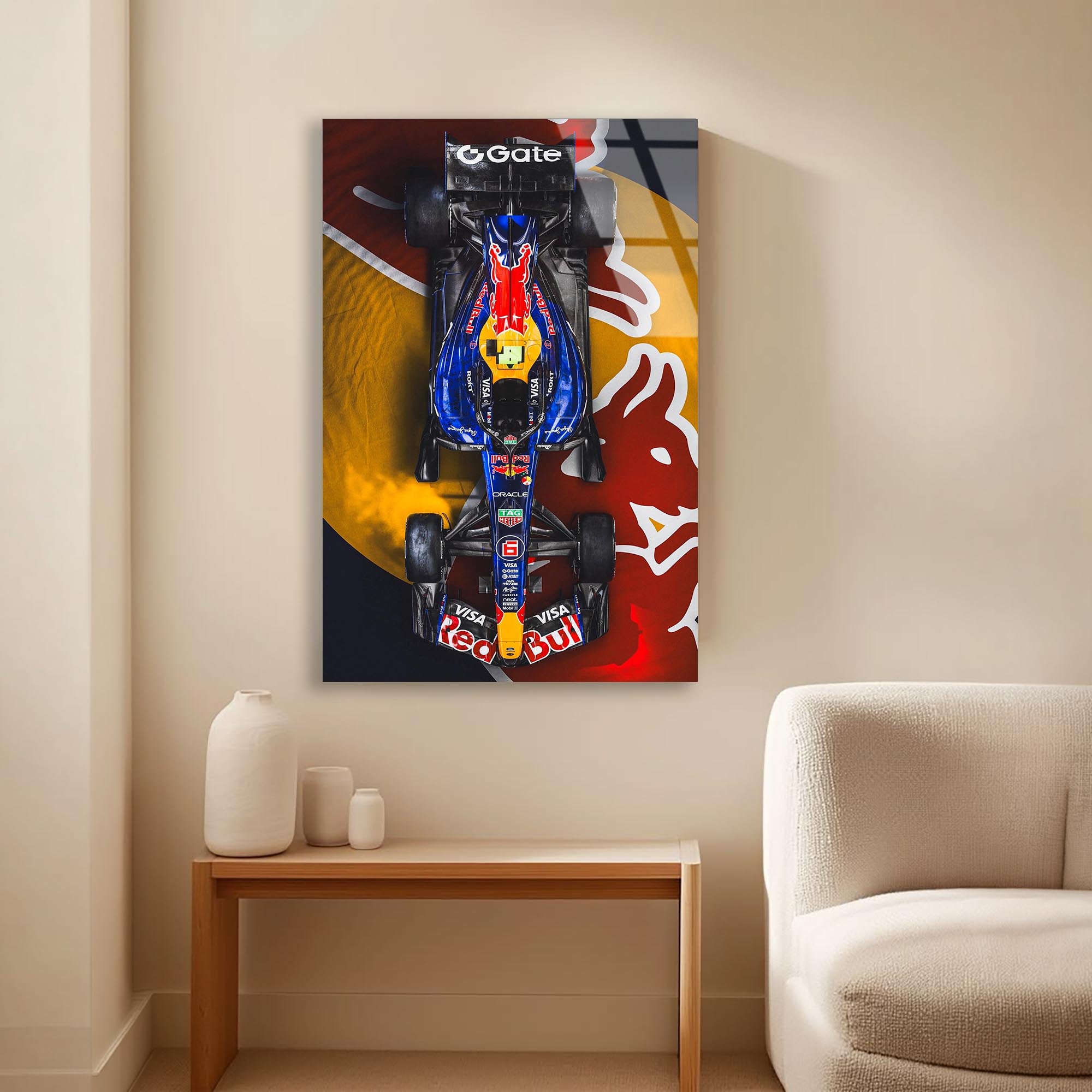 Red Bull F1 Yarış Arabası Cam Tablo – Motorsport Duvar Dekoru - DEG0698