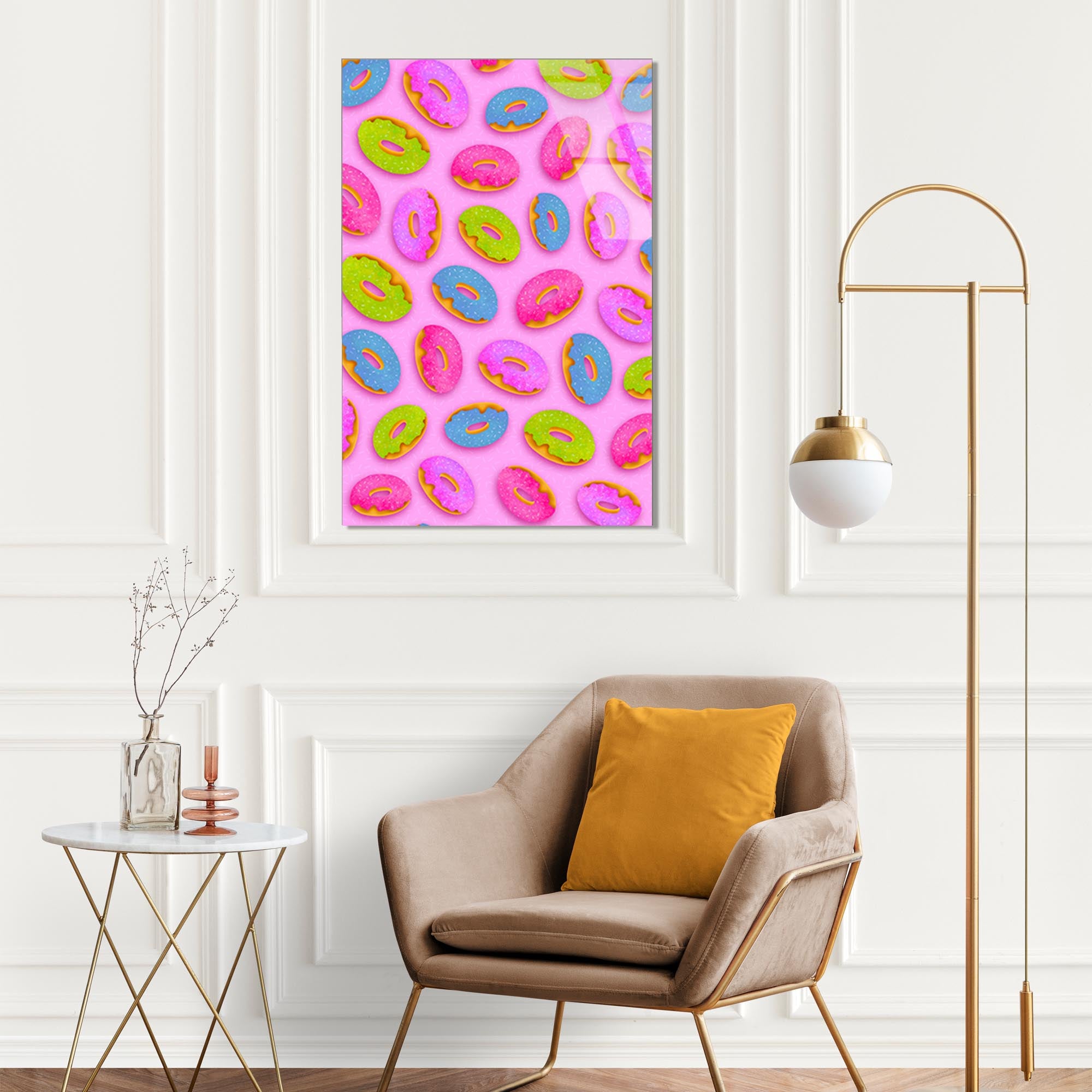 Pop Art Donut Cam Tablo – Renkli Mutfak Duvar Dekoru - DEG0707