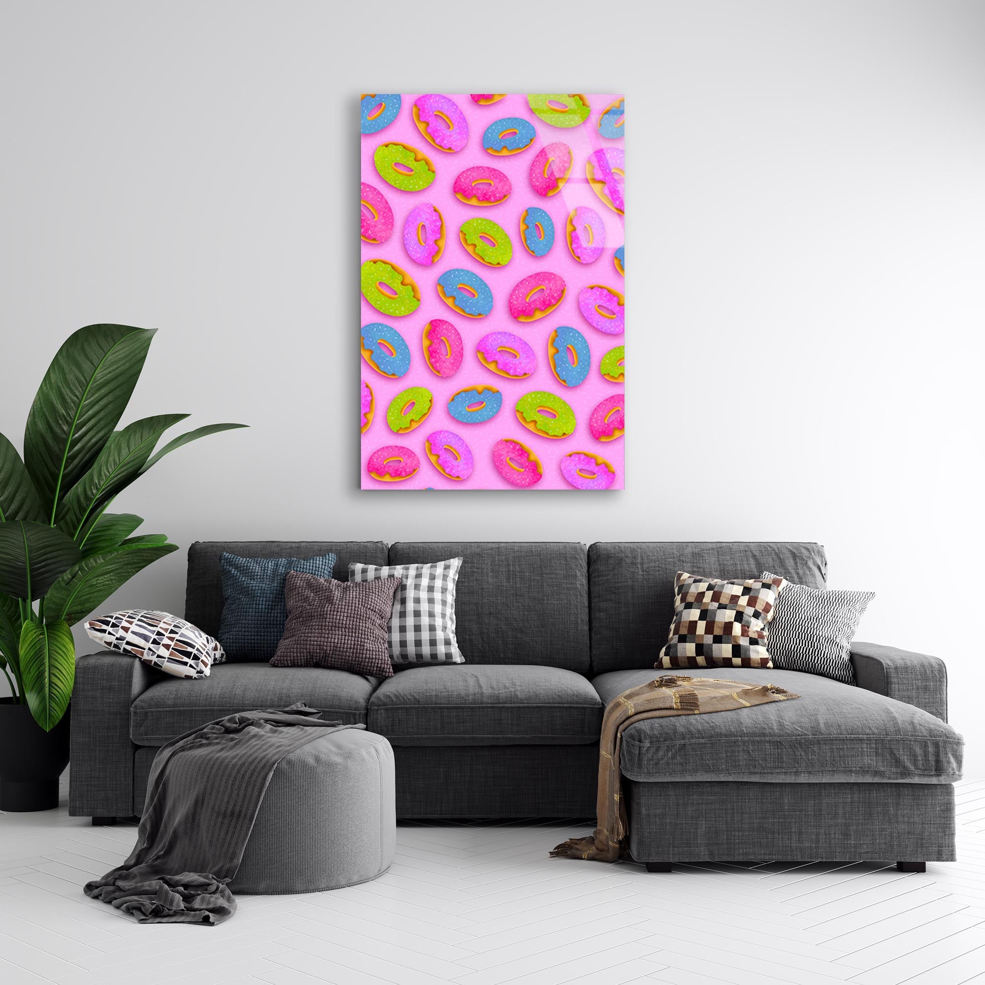 Pop Art Donut Cam Tablo – Renkli Mutfak Duvar Dekoru - DEG0707