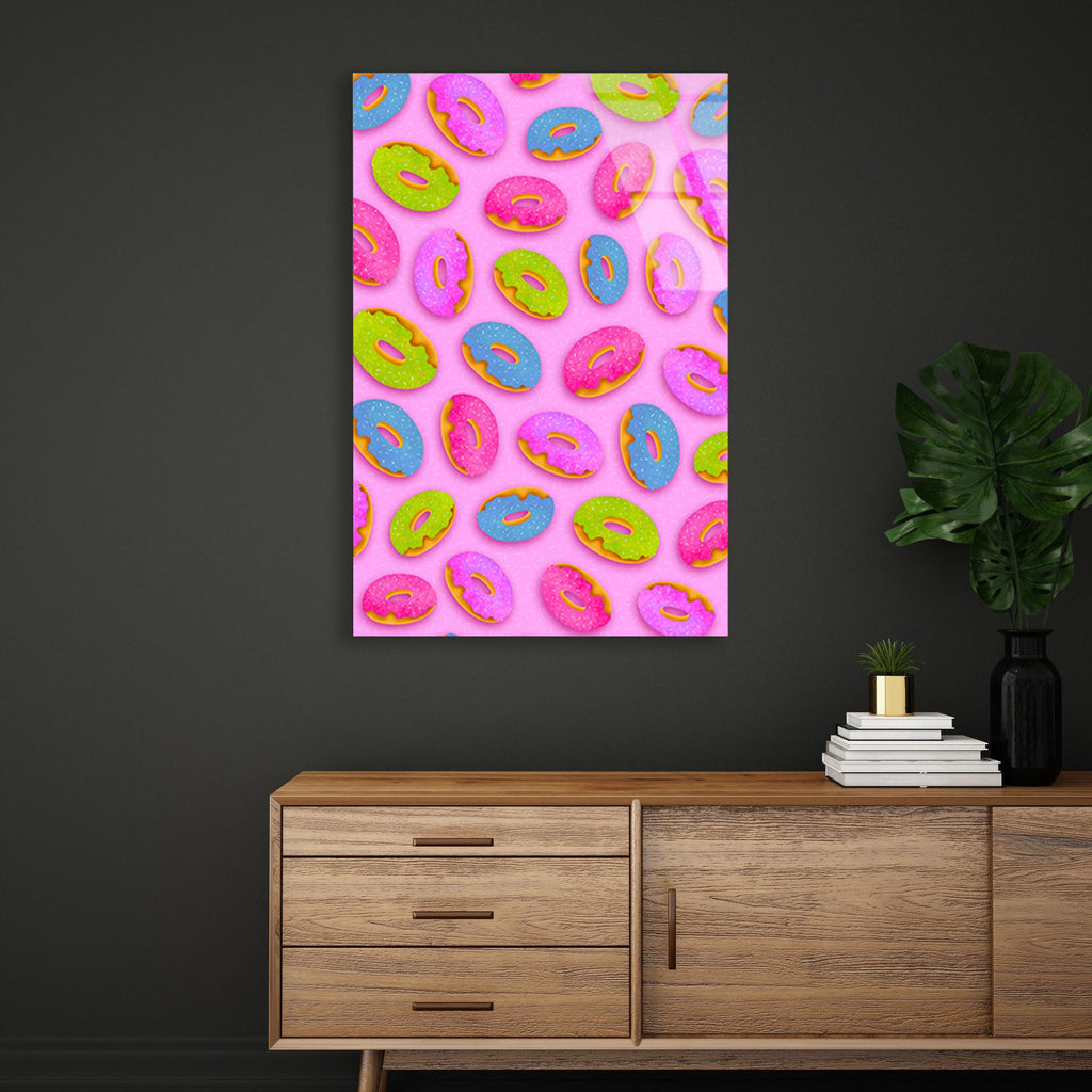 Pop Art Donut Cam Tablo – Renkli Mutfak Duvar Dekoru - DEG0707