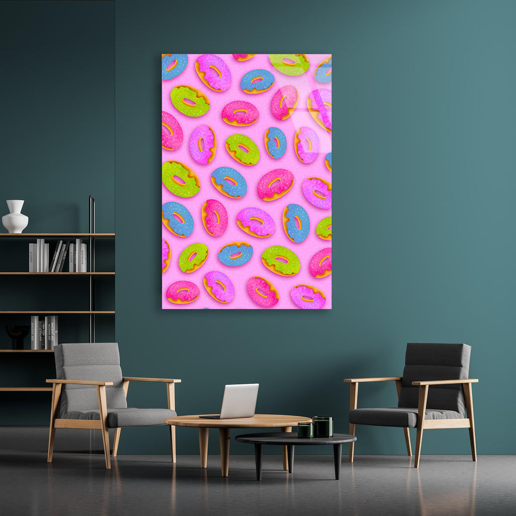 Pop Art Donut Cam Tablo – Renkli Mutfak Duvar Dekoru - DEG0707