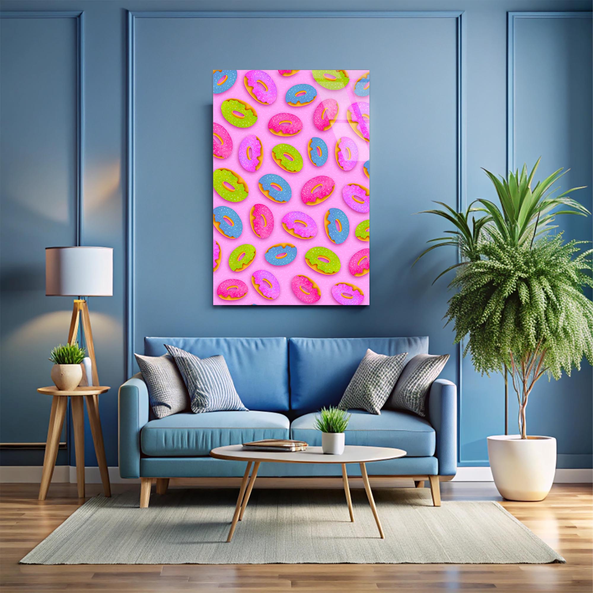 Pop Art Donut Cam Tablo – Renkli Mutfak Duvar Dekoru - DEG0707