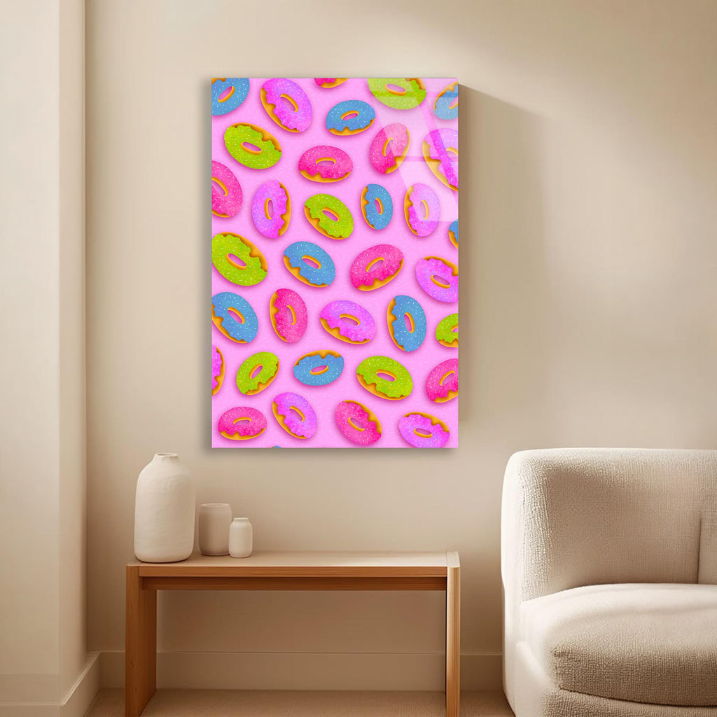 Pop Art Donut Cam Tablo – Renkli Mutfak Duvar Dekoru - DEG0707