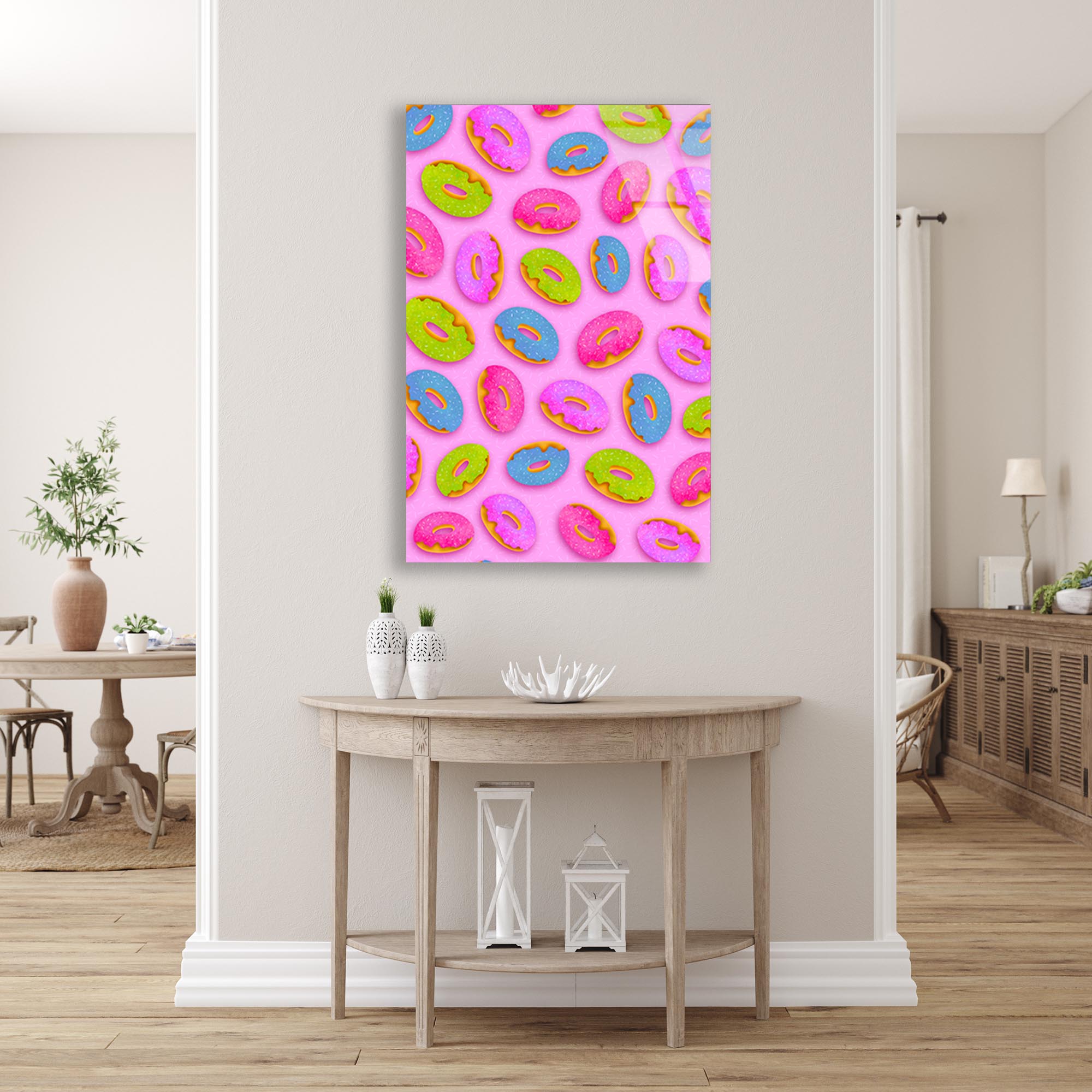 Pop Art Donut Cam Tablo – Renkli Mutfak Duvar Dekoru - DEG0707