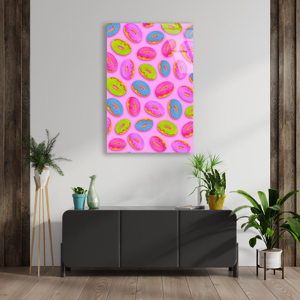 Pop Art Donut Cam Tablo – Renkli Mutfak Duvar Dekoru - DEG0707