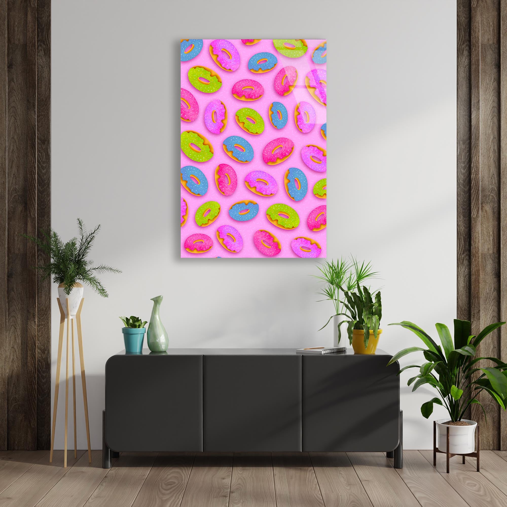 Pop Art Donut Cam Tablo – Renkli Mutfak Duvar Dekoru - DEG0707