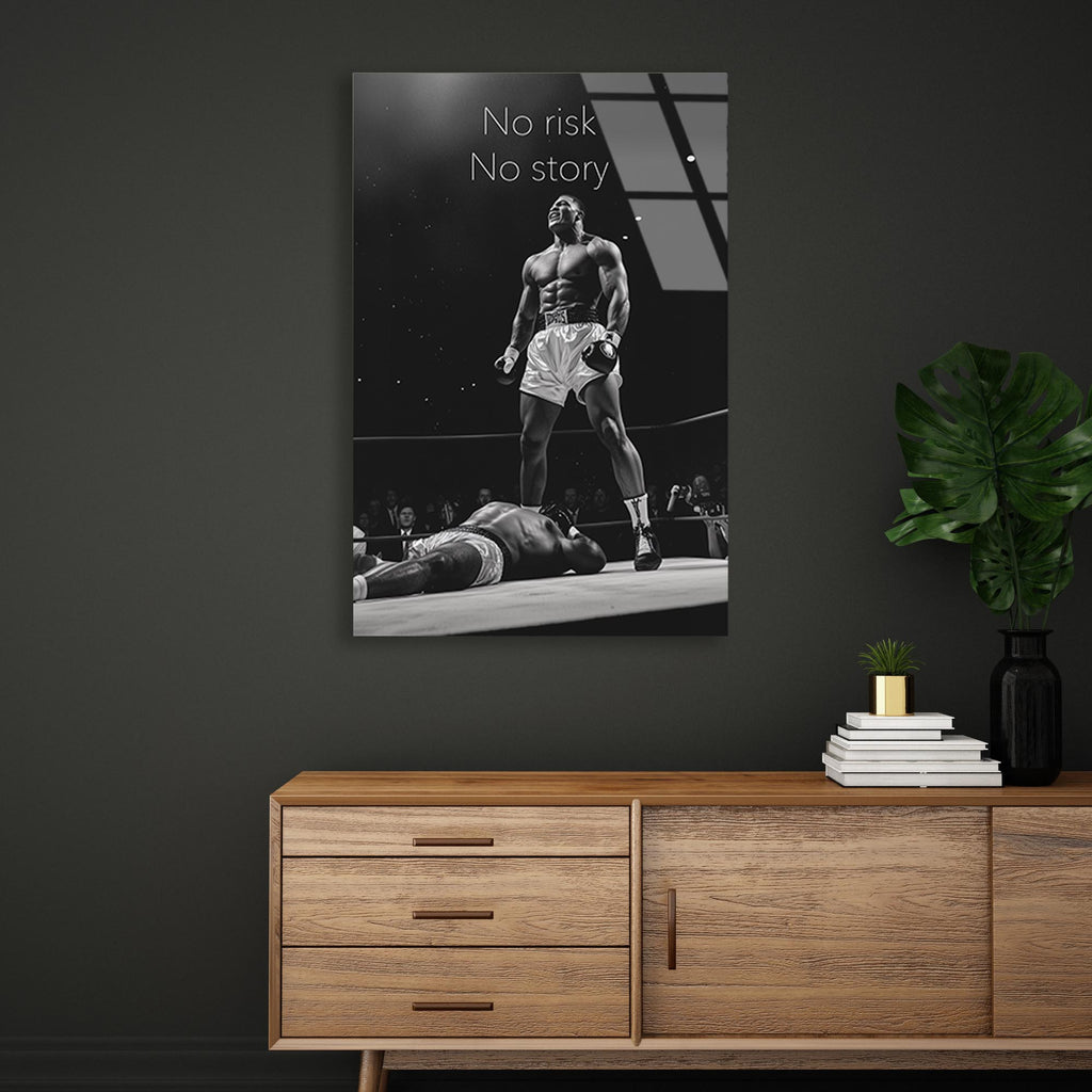 Muhammed Ali Motivasyon Cam Tablo – Boks Temalı İlham Verici Duvar Dekoru - DEG0708