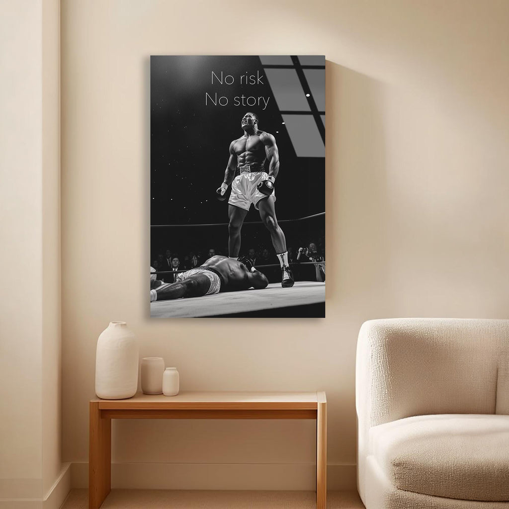 Muhammed Ali Motivasyon Cam Tablo – Boks Temalı İlham Verici Duvar Dekoru - DEG0708