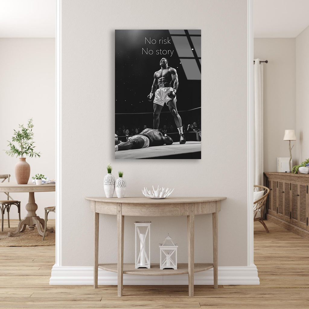 Muhammed Ali Motivasyon Cam Tablo – Boks Temalı İlham Verici Duvar Dekoru - DEG0708
