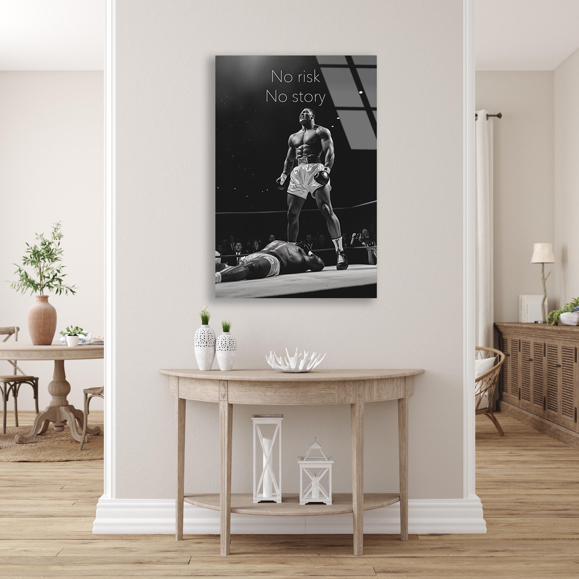 Muhammed Ali Motivasyon Cam Tablo – Boks Temalı İlham Verici Duvar Dekoru - DEG0708