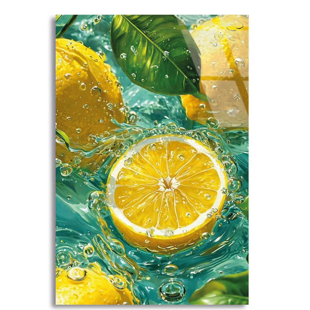Limonlar Cam Tablo – Ferah Meyve Temalı Mutfak Duvar Dekoru - DEG0711
