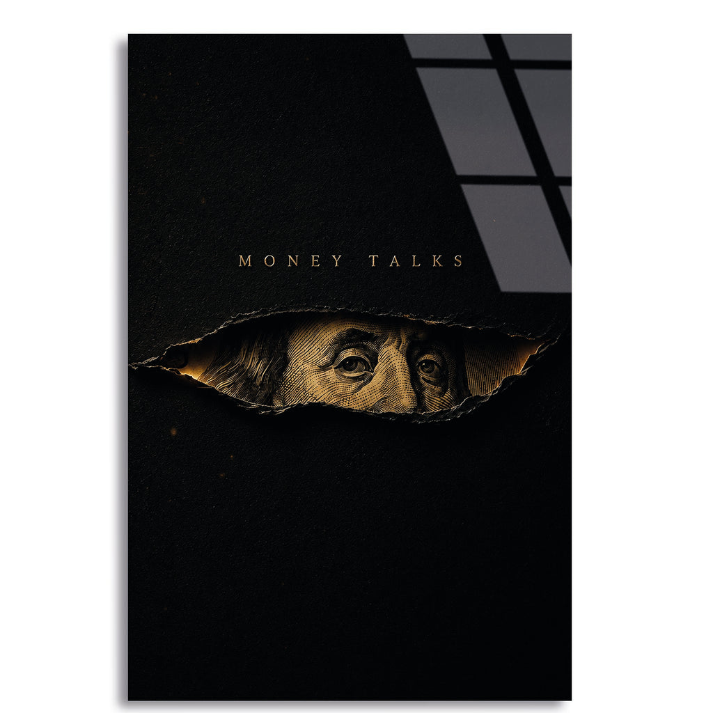 Money Talks Cam Tablo – Motivasyon ve Para Temalı Duvar Dekoru - DEG0720