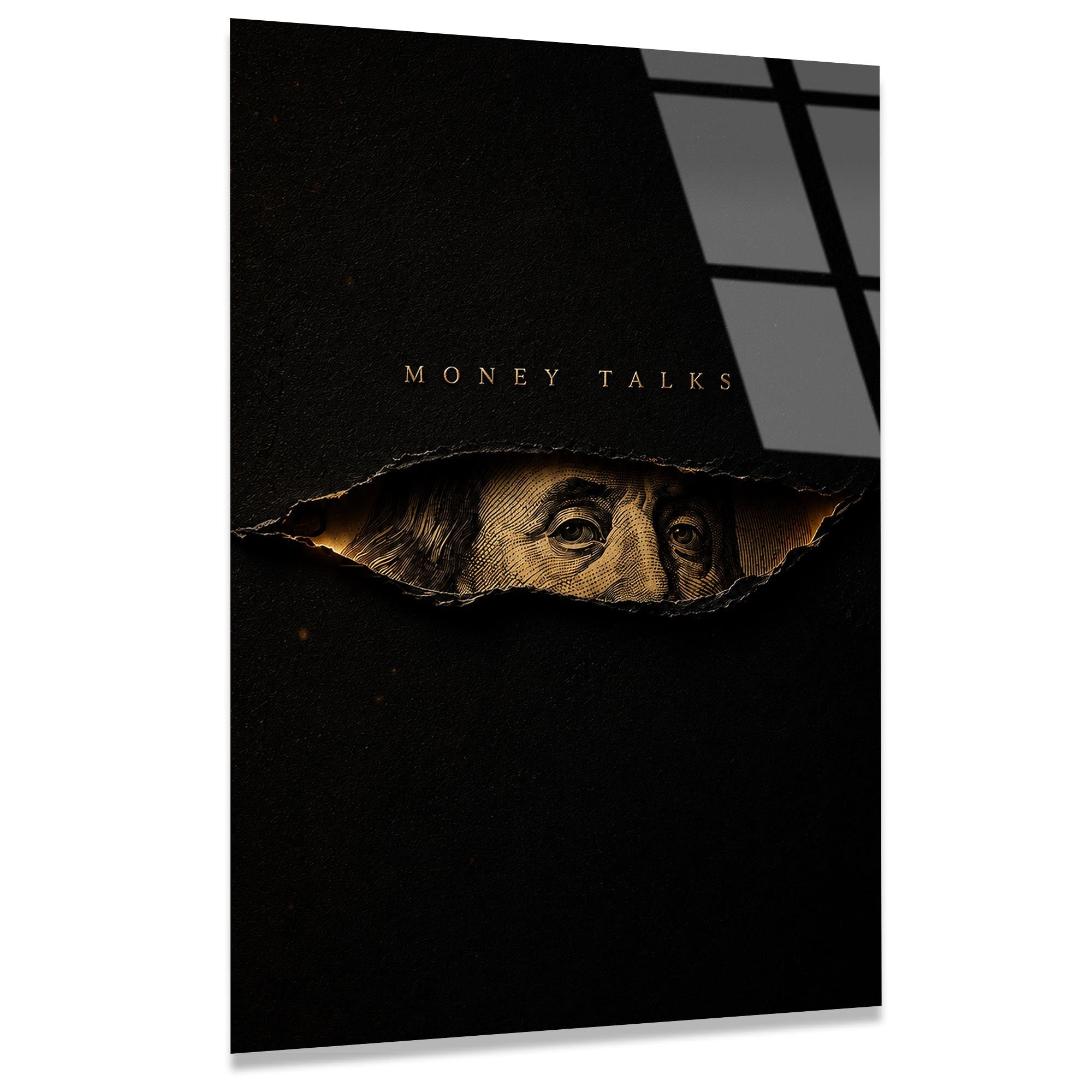 Money Talks Cam Tablo – Motivasyon ve Para Temalı Duvar Dekoru - DEG0720