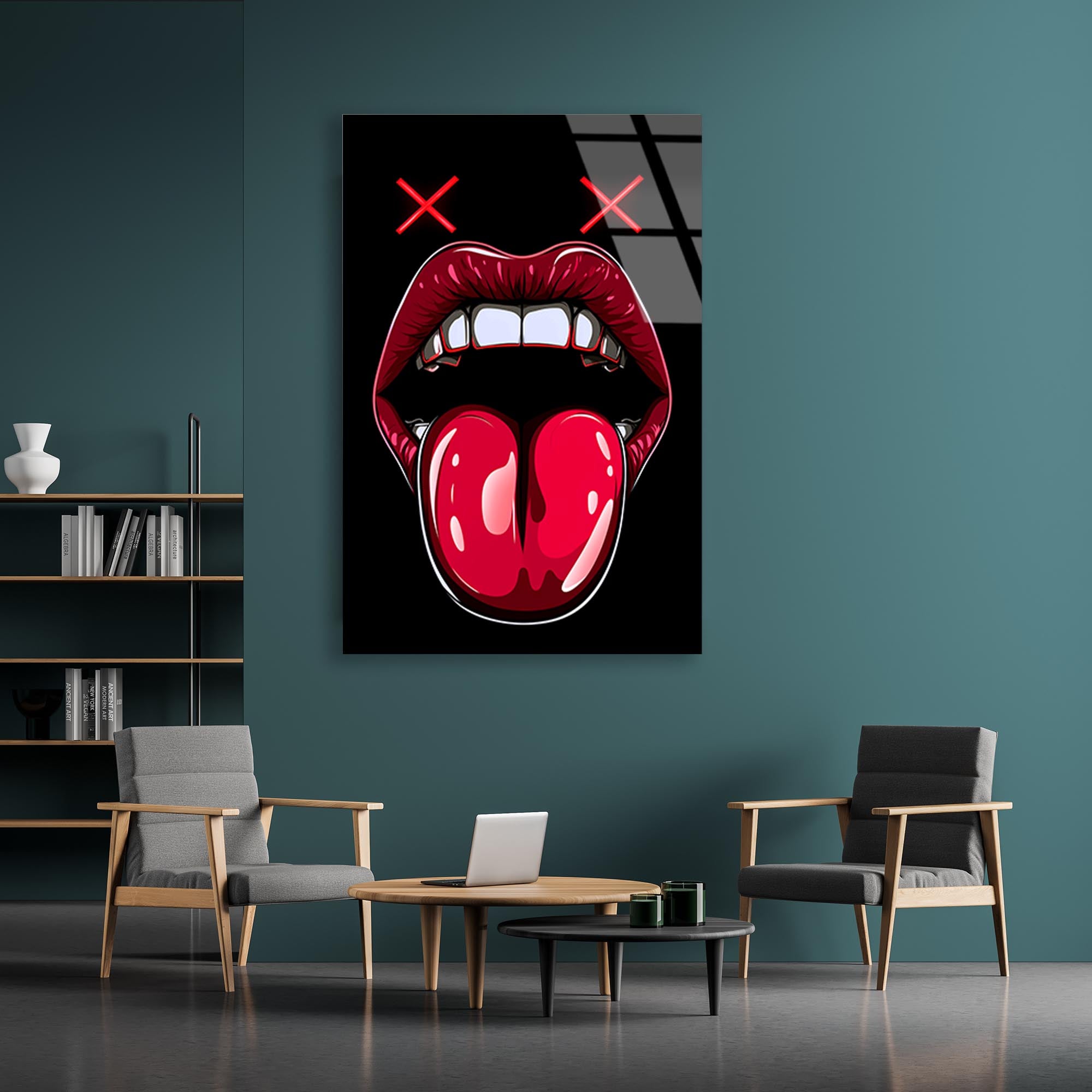 Dil ve Dudak Pop Art Cam Tablo – Modern Sanat Duvar Dekoru - DEG0724