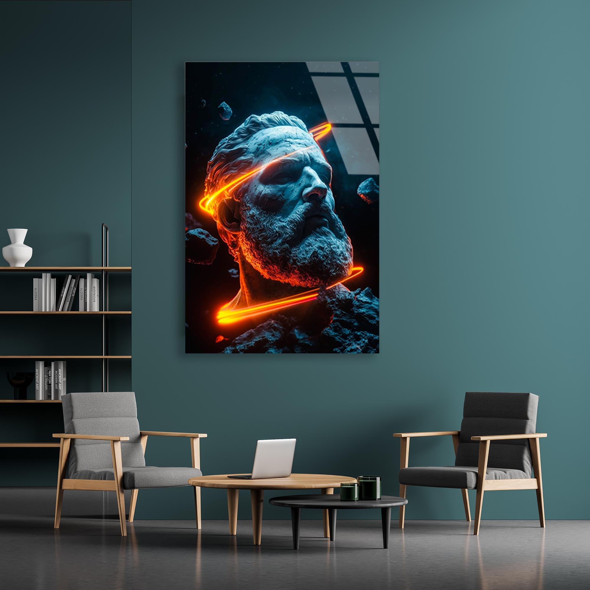 Pop Art Heykel Cam Tablo – Modern Sanat Duvar Dekoru - DEG0725