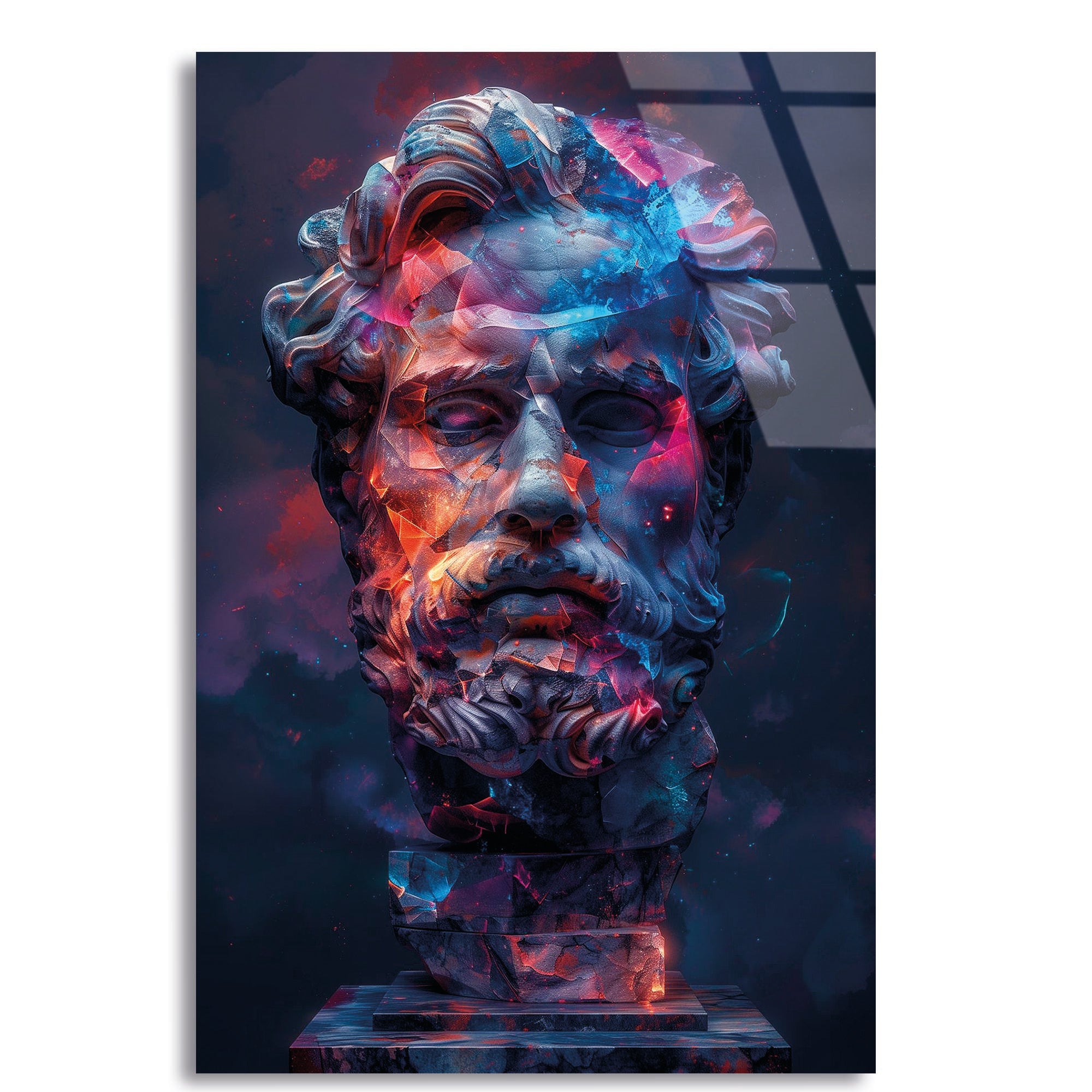 Pop Art Antik Heykel Cam Tablo – Modern Sanat Duvar Dekoru - DEG0726