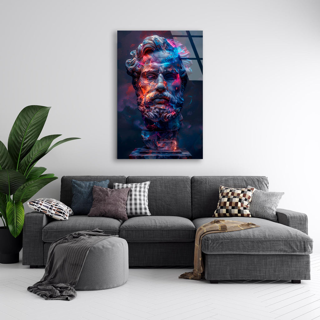Pop Art Antik Heykel Cam Tablo – Modern Sanat Duvar Dekoru - DEG0726