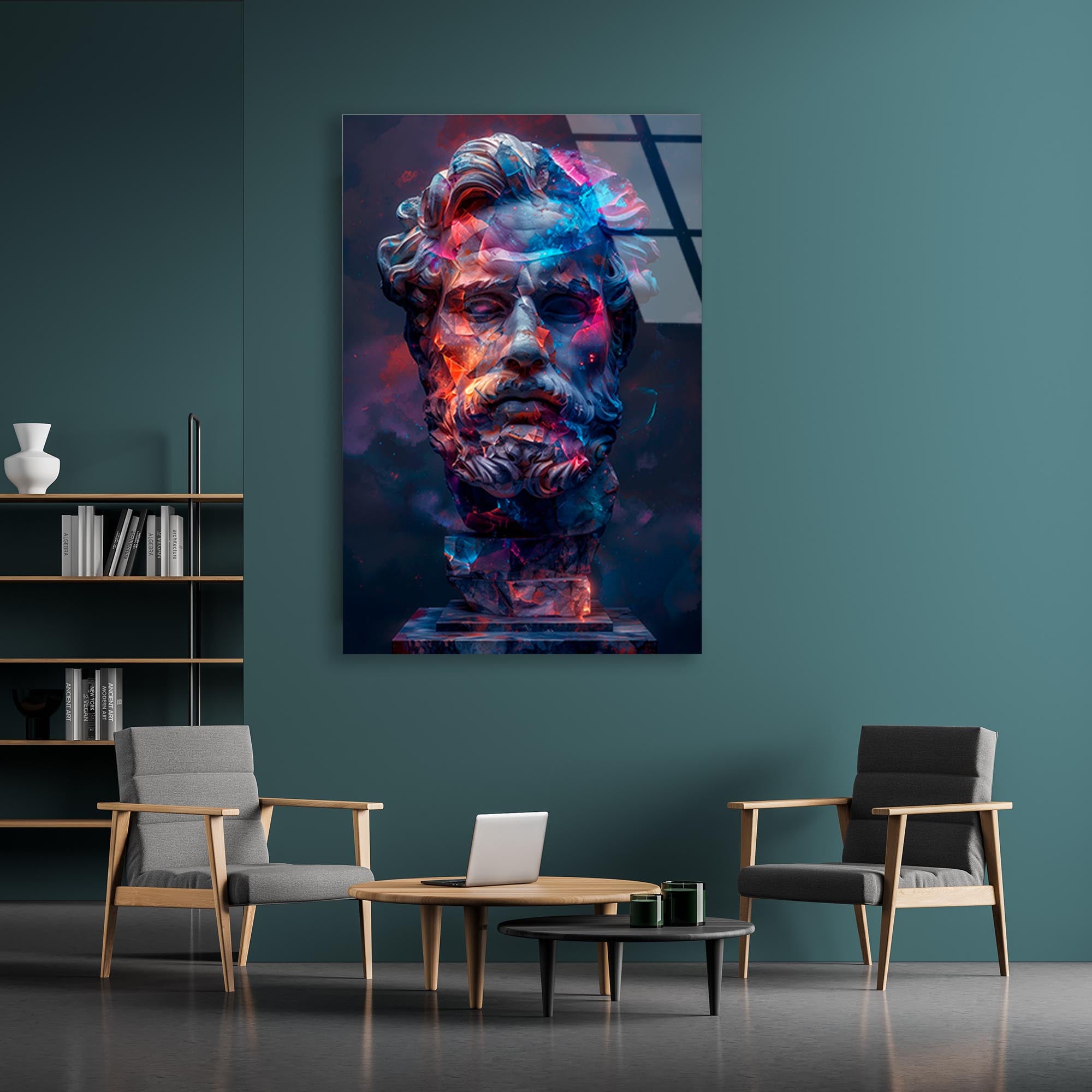 Pop Art Antik Heykel Cam Tablo – Modern Sanat Duvar Dekoru - DEG0726