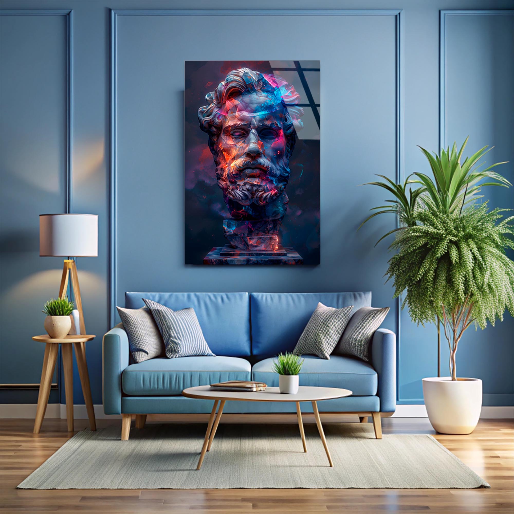 Pop Art Antik Heykel Cam Tablo – Modern Sanat Duvar Dekoru - DEG0726