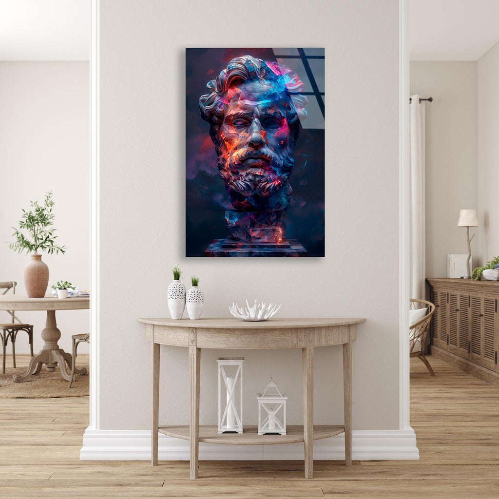 Pop Art Antik Heykel Cam Tablo – Modern Sanat Duvar Dekoru - DEG0726