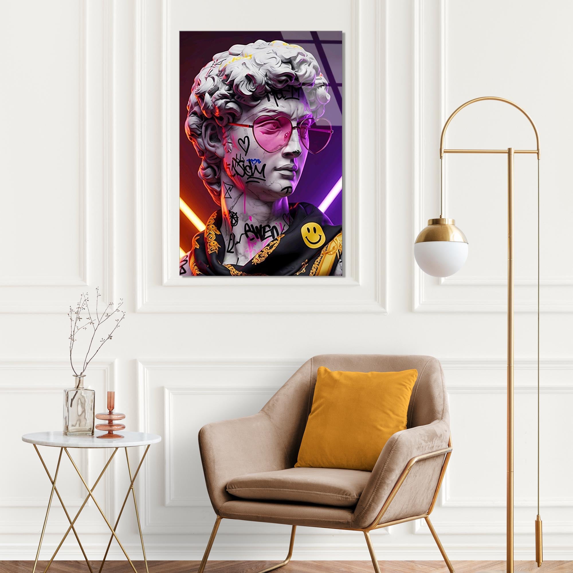 Renkli Heykel Pop Art Cam Tablo – Modern Sanat Duvar Dekoru - DEG0727