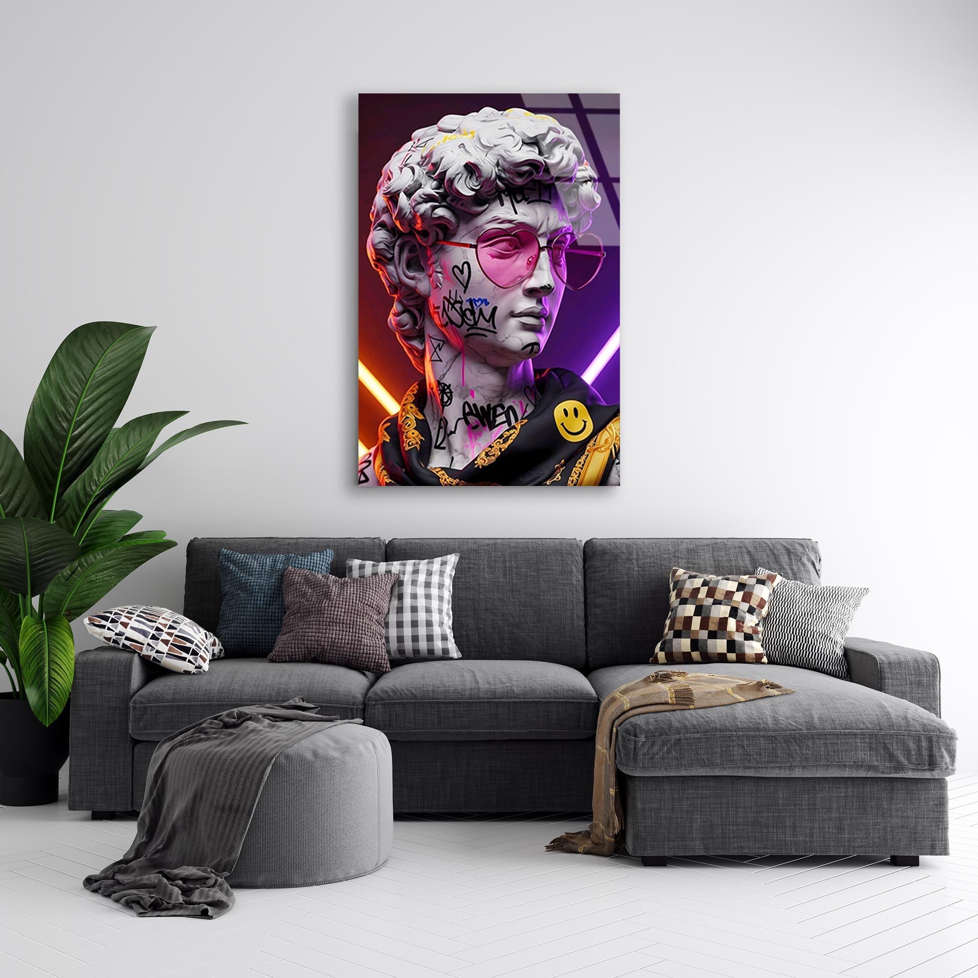 Renkli Heykel Pop Art Cam Tablo – Modern Sanat Duvar Dekoru - DEG0727