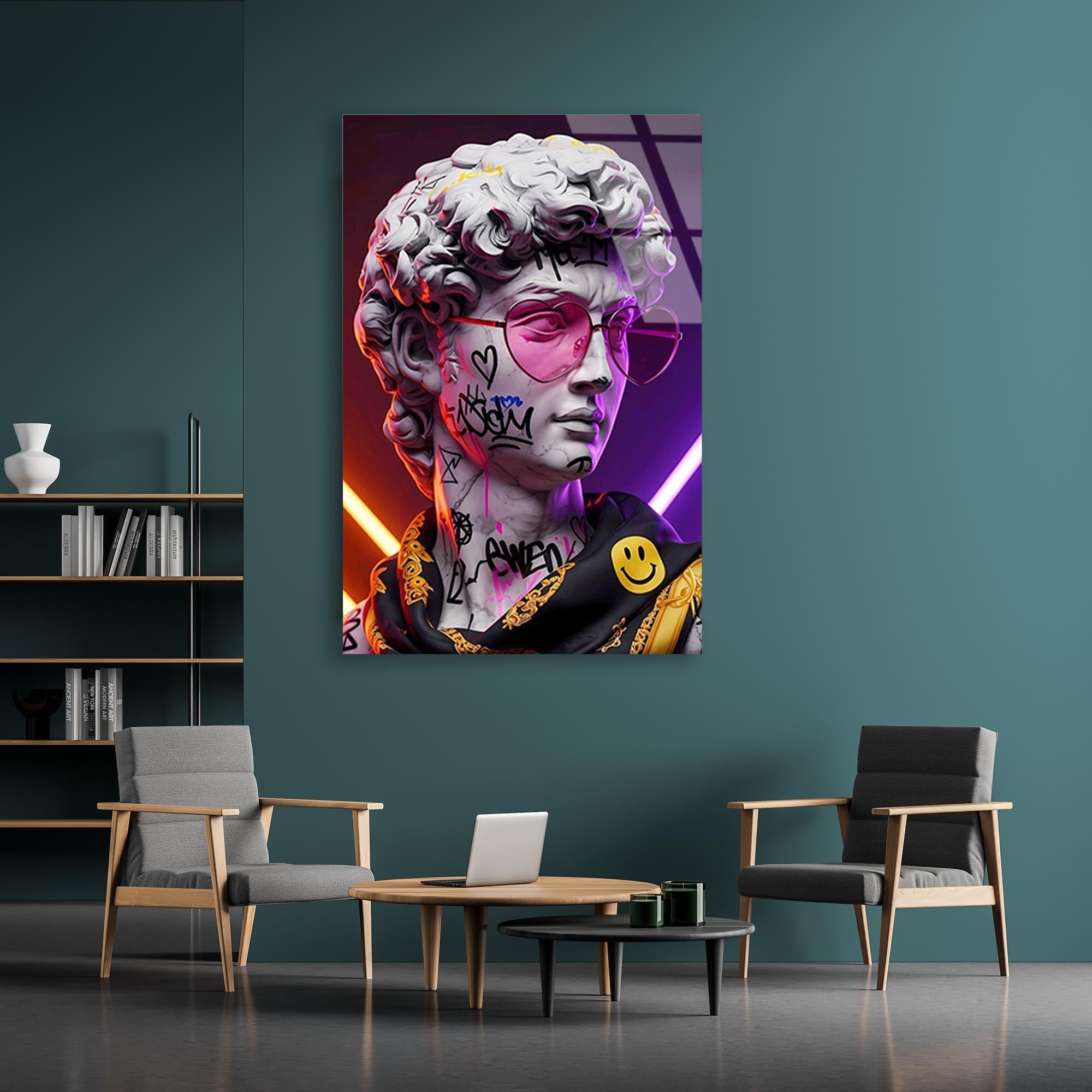 Renkli Heykel Pop Art Cam Tablo – Modern Sanat Duvar Dekoru - DEG0727