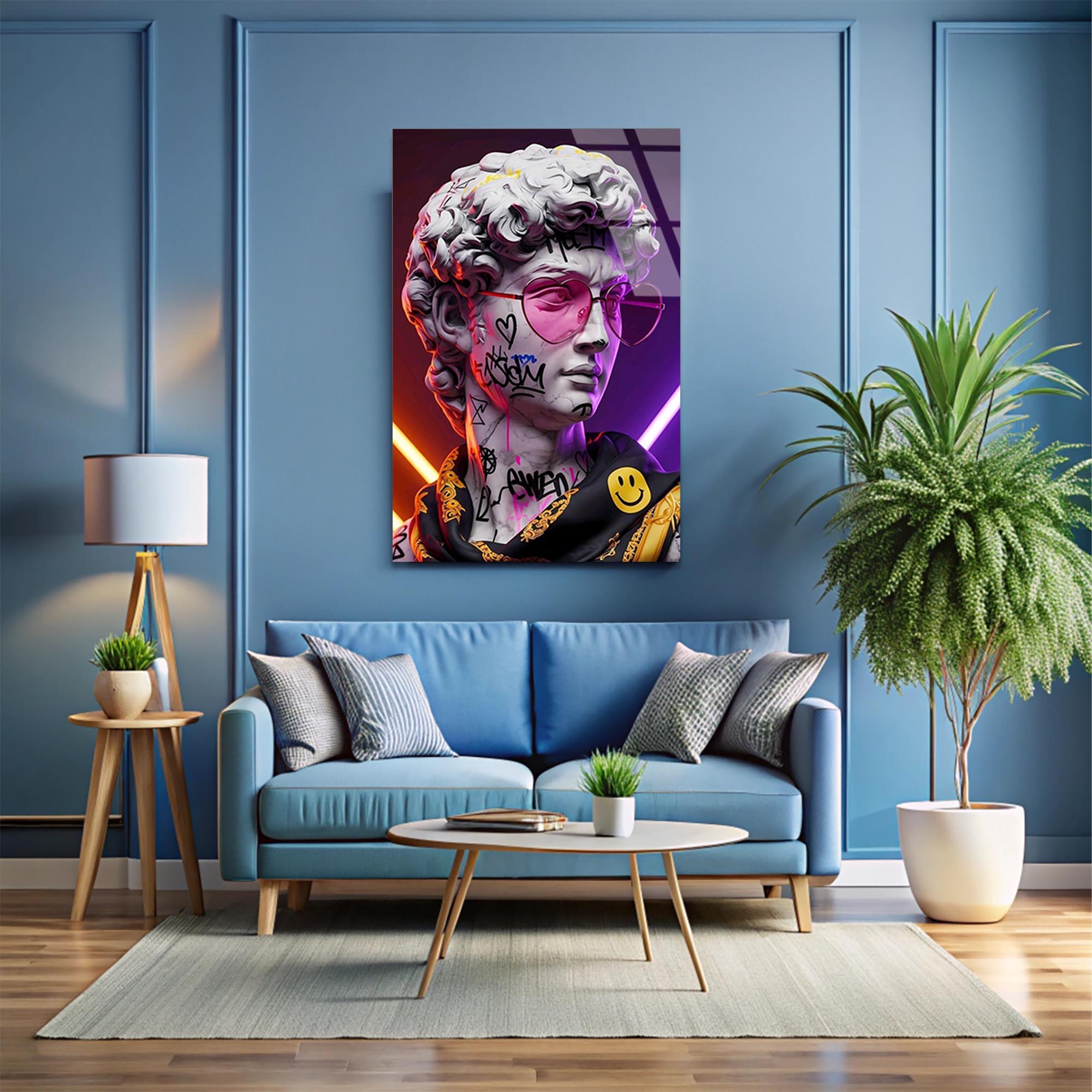 Renkli Heykel Pop Art Cam Tablo – Modern Sanat Duvar Dekoru - DEG0727
