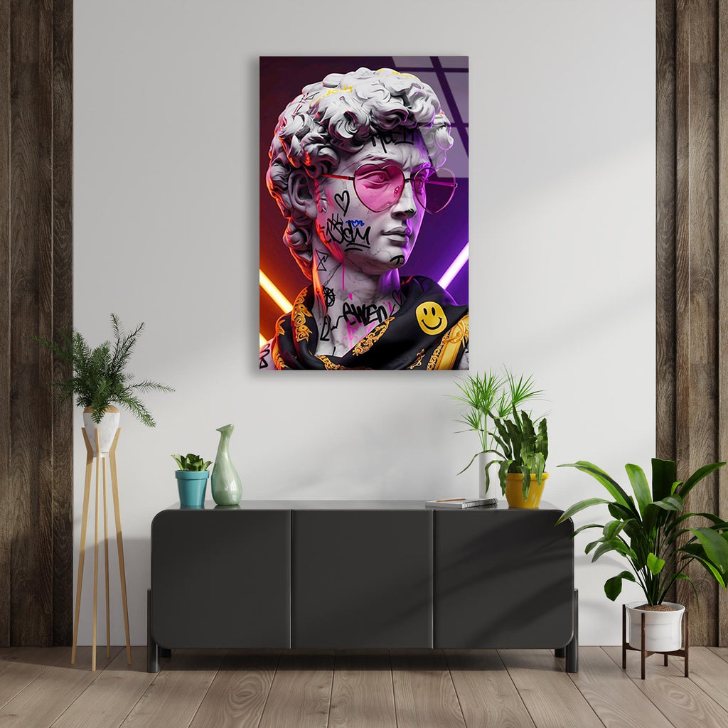 Renkli Heykel Pop Art Cam Tablo – Modern Sanat Duvar Dekoru - DEG0727
