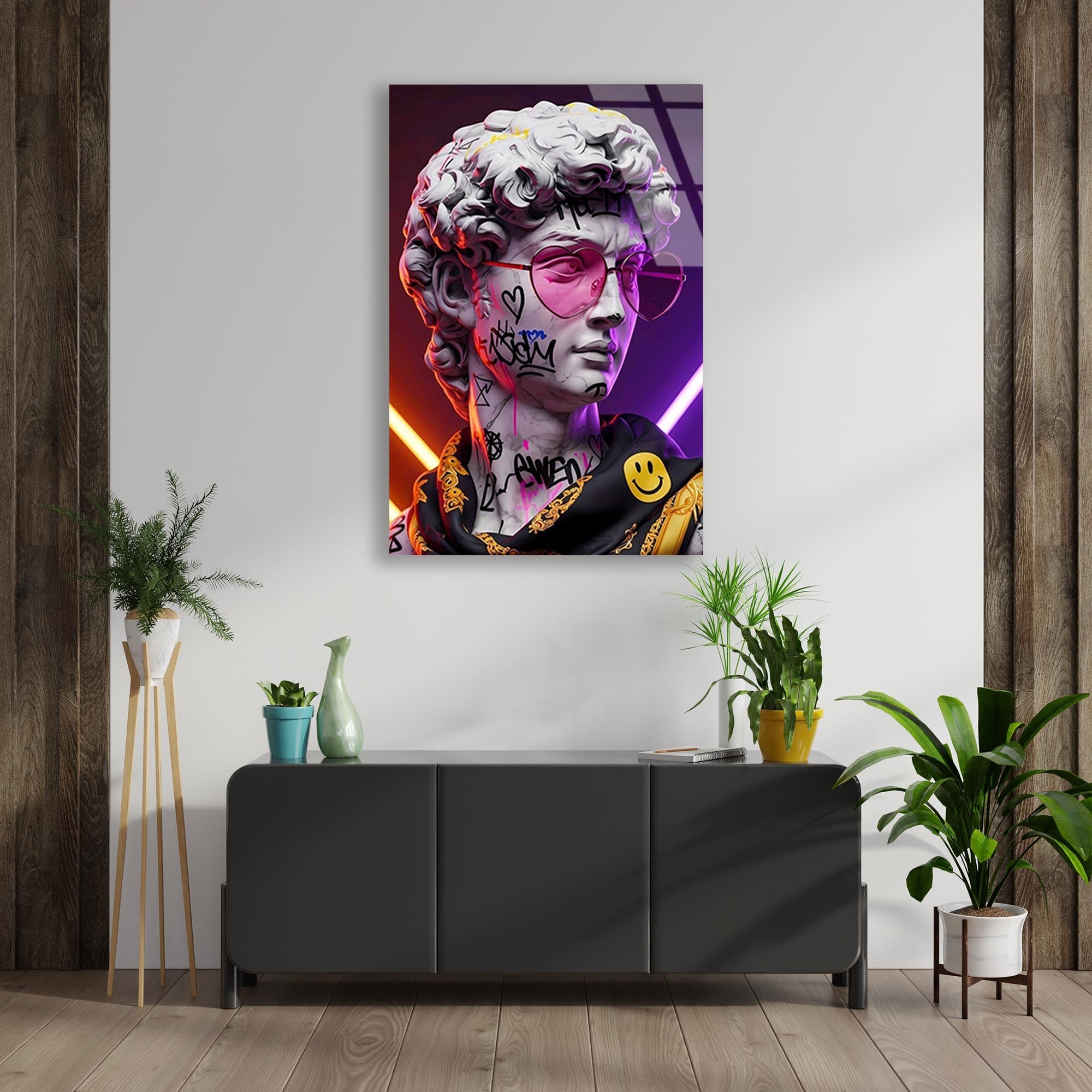Renkli Heykel Pop Art Cam Tablo – Modern Sanat Duvar Dekoru - DEG0727