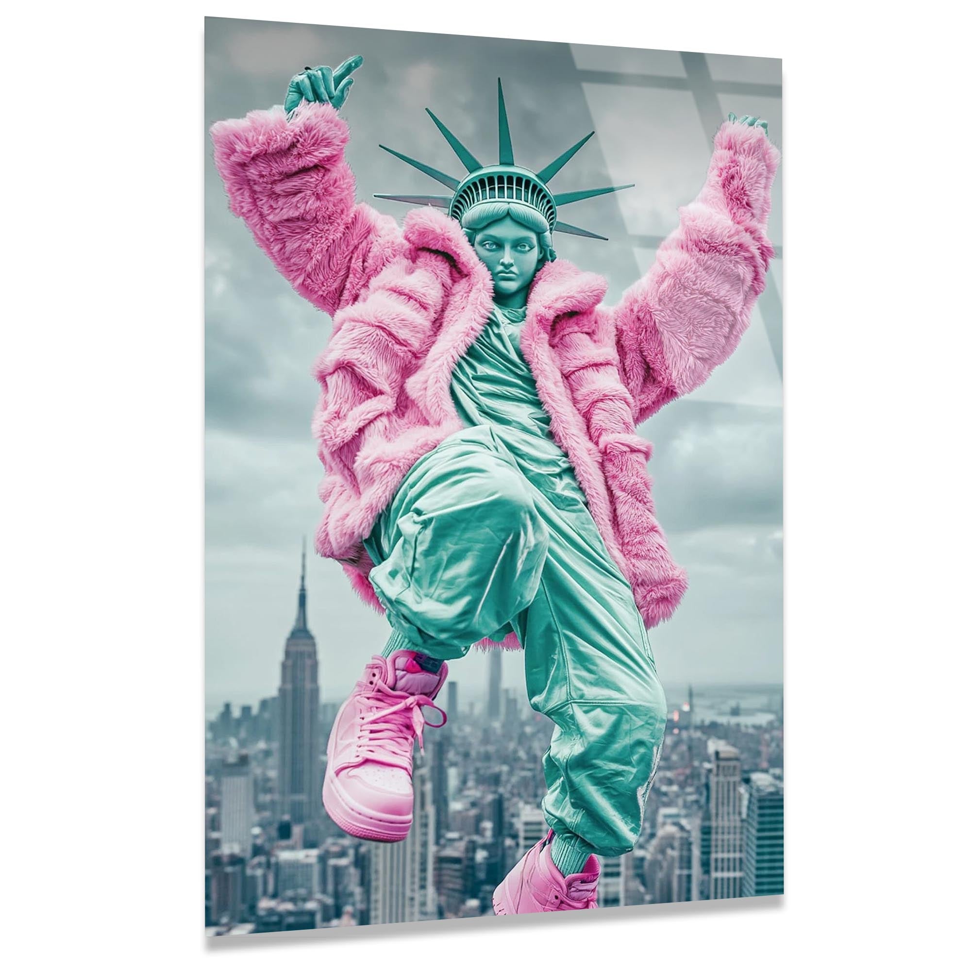 Özgürlük Heykeli Pop Art Cam Tablo – Modern Sanat Duvar Dekoru - DEG0729