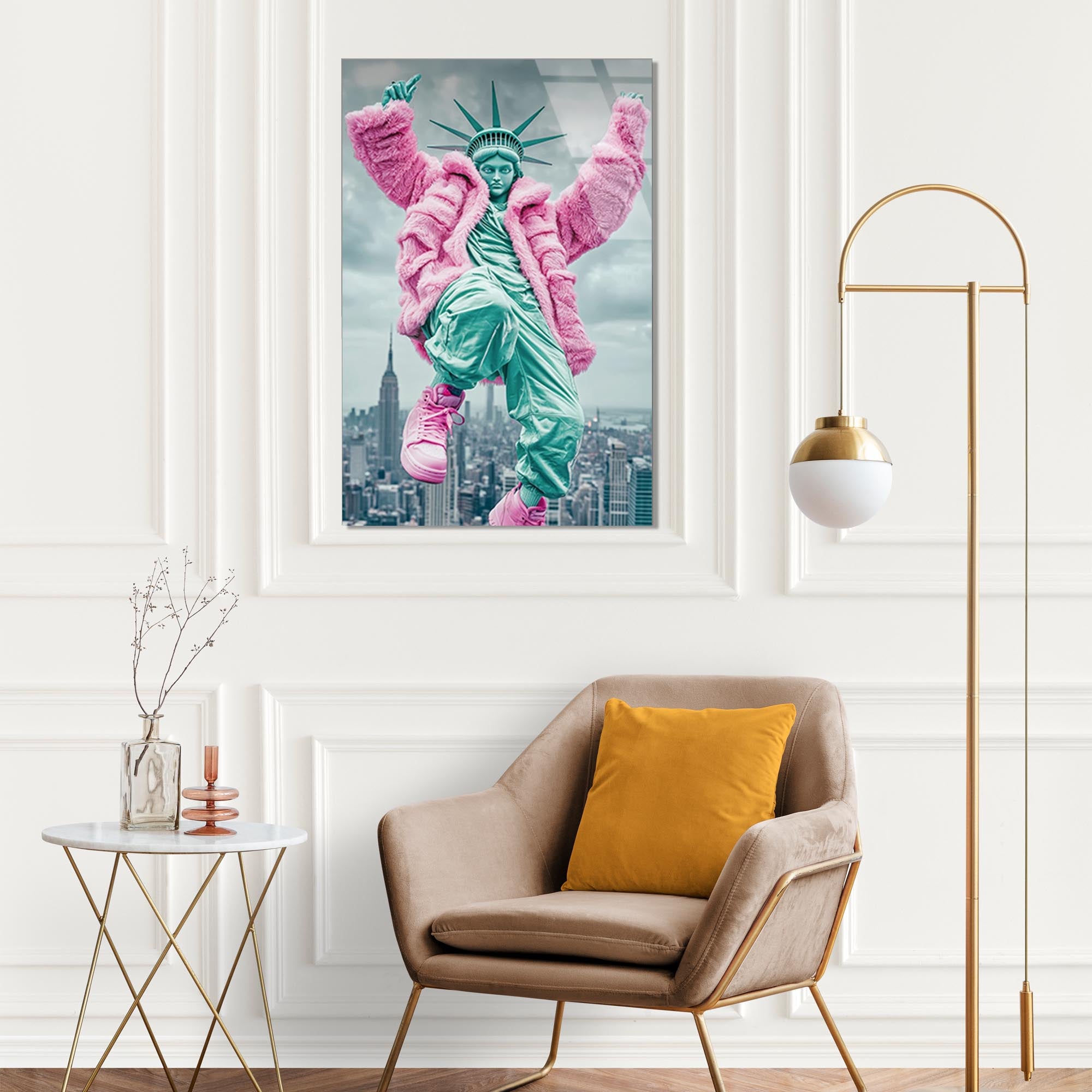 Özgürlük Heykeli Pop Art Cam Tablo – Modern Sanat Duvar Dekoru - DEG0729