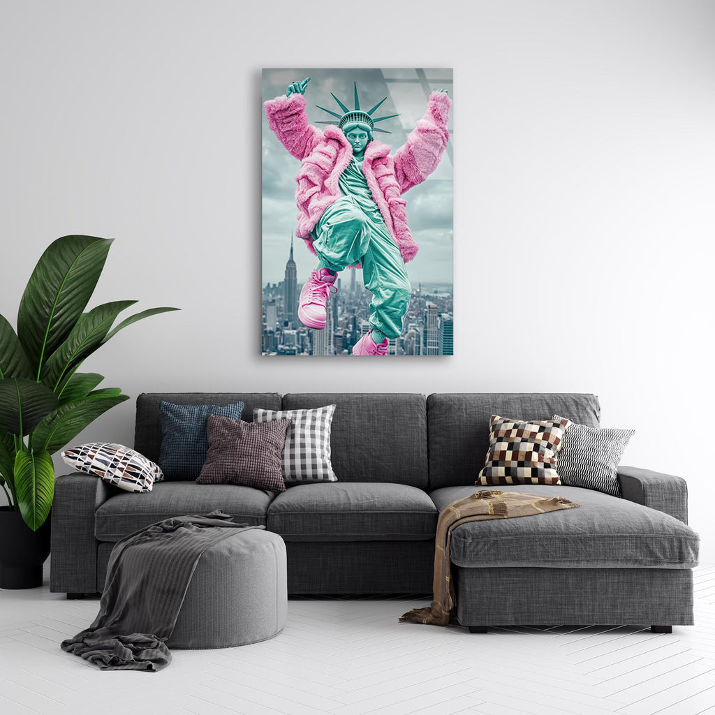 Özgürlük Heykeli Pop Art Cam Tablo – Modern Sanat Duvar Dekoru - DEG0729