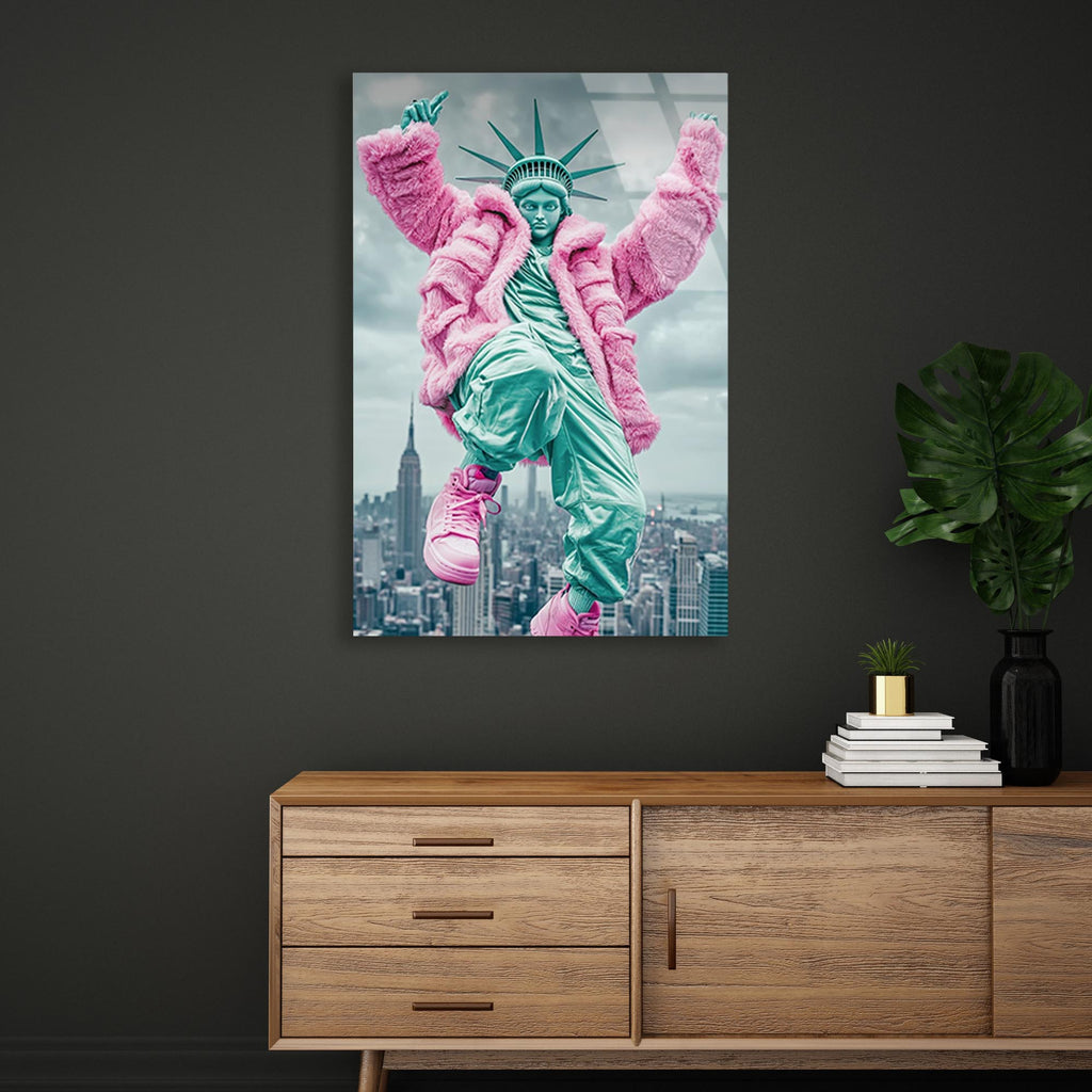 Özgürlük Heykeli Pop Art Cam Tablo – Modern Sanat Duvar Dekoru - DEG0729