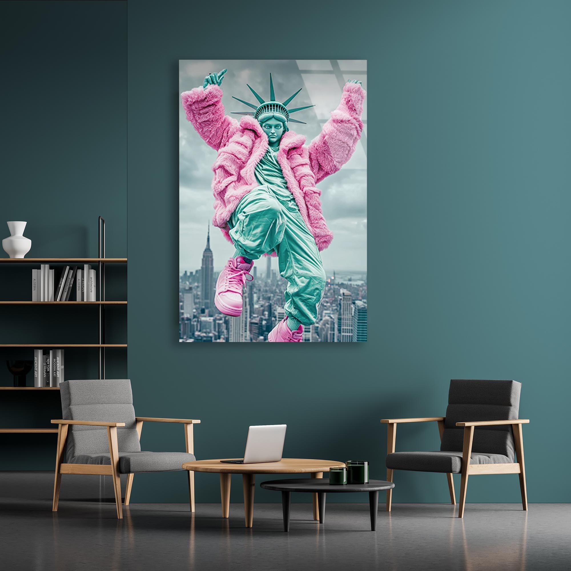 Özgürlük Heykeli Pop Art Cam Tablo – Modern Sanat Duvar Dekoru - DEG0729