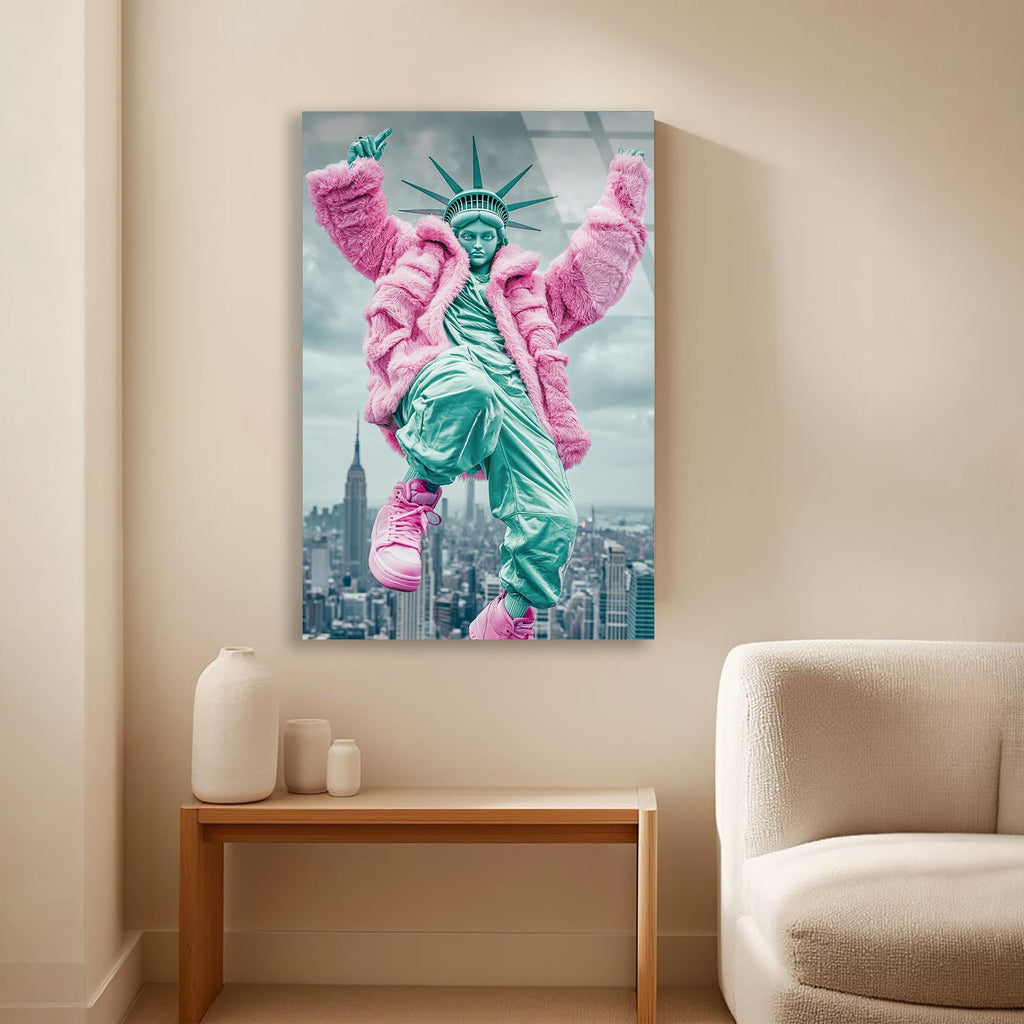 Özgürlük Heykeli Pop Art Cam Tablo – Modern Sanat Duvar Dekoru - DEG0729