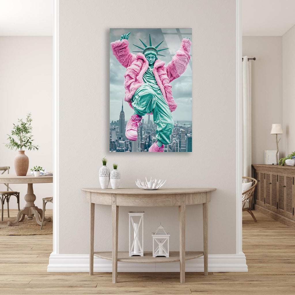 Özgürlük Heykeli Pop Art Cam Tablo – Modern Sanat Duvar Dekoru - DEG0729