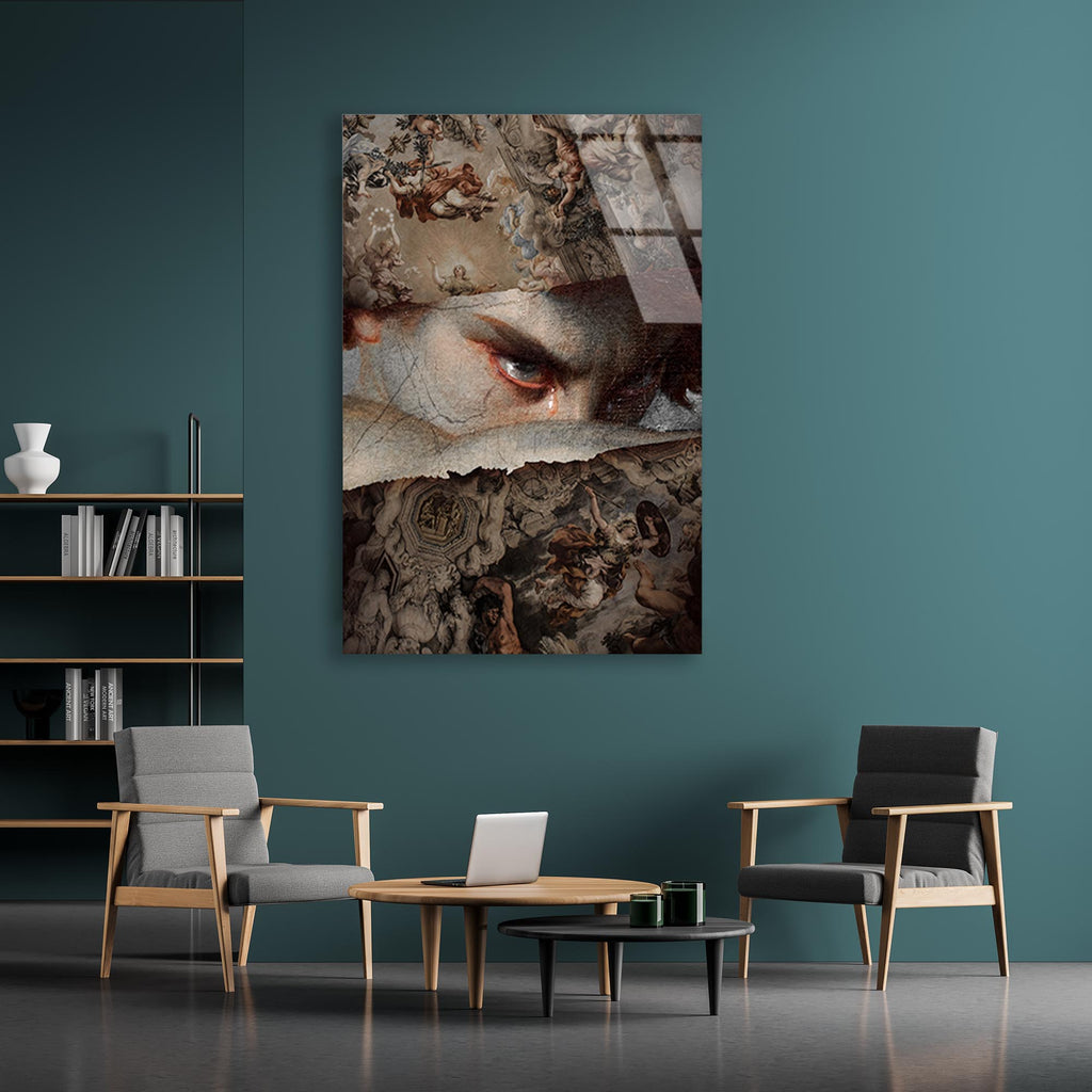 Sanatsal Kolaj Cam Tablo – Modern Sanat Duvar Dekoru - DEG0730