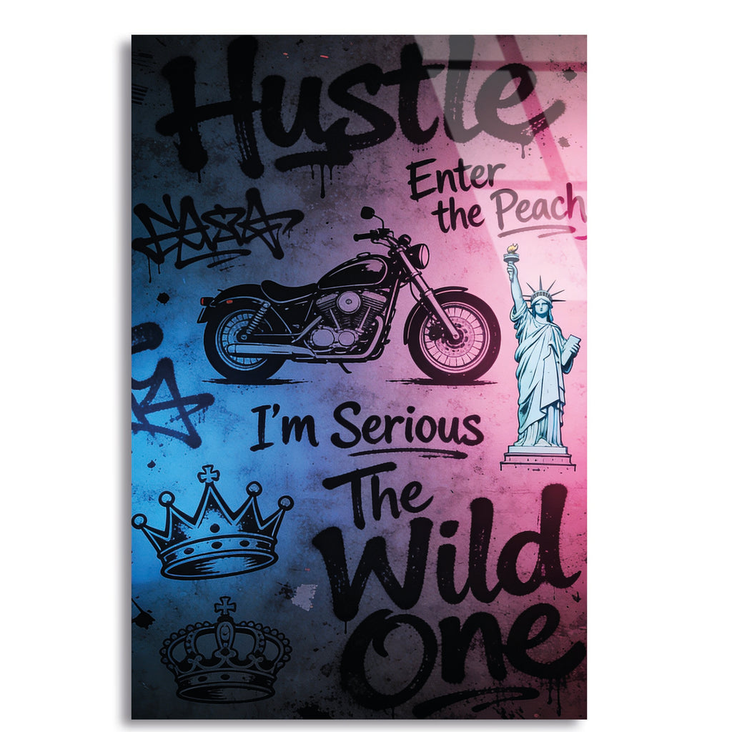 Hustle Grafiti Cam Tablo – Sokak Sanatı Temalı Duvar Dekoru - DEG0737