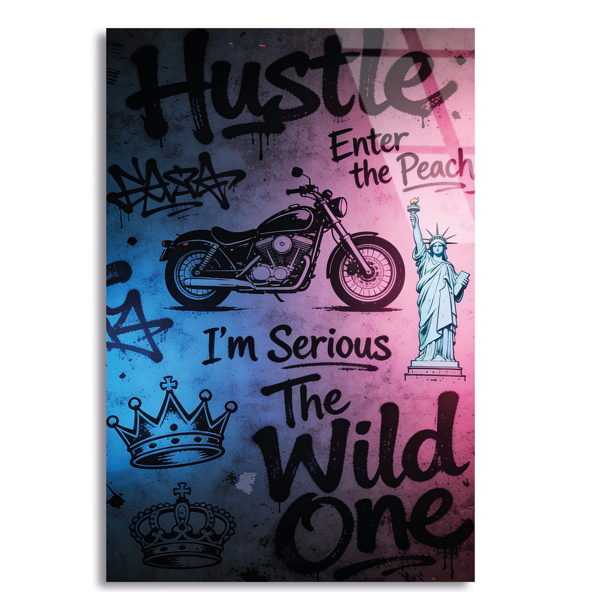 Hustle Grafiti Cam Tablo – Sokak Sanatı Temalı Duvar Dekoru - DEG0737
