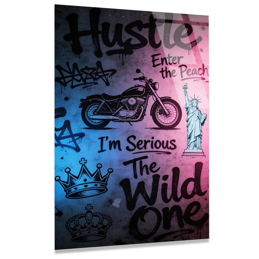 Hustle Grafiti Cam Tablo – Sokak Sanatı Temalı Duvar Dekoru - DEG0737