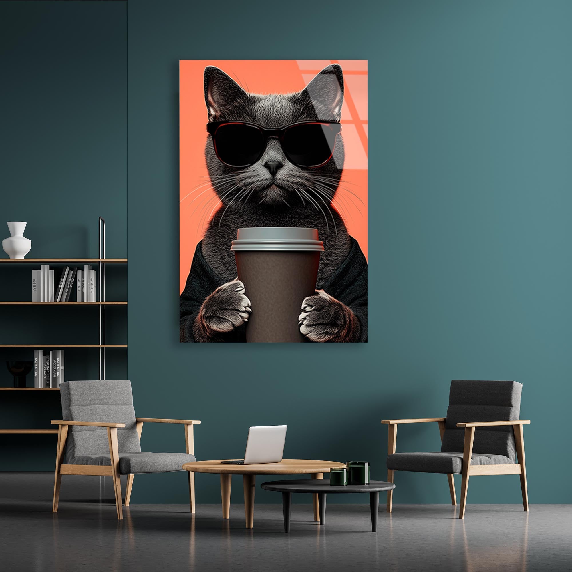 Cool Kedi Cam Tablo – Güneş Gözlüklü Eğlenceli Hayvan Duvar Dekoru - DEG0747