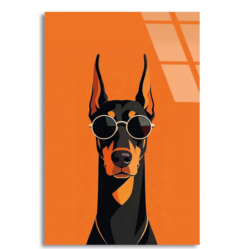 Doberman Cam Tablo – Köpek Temalı Duvar Dekoru - DEG0752
