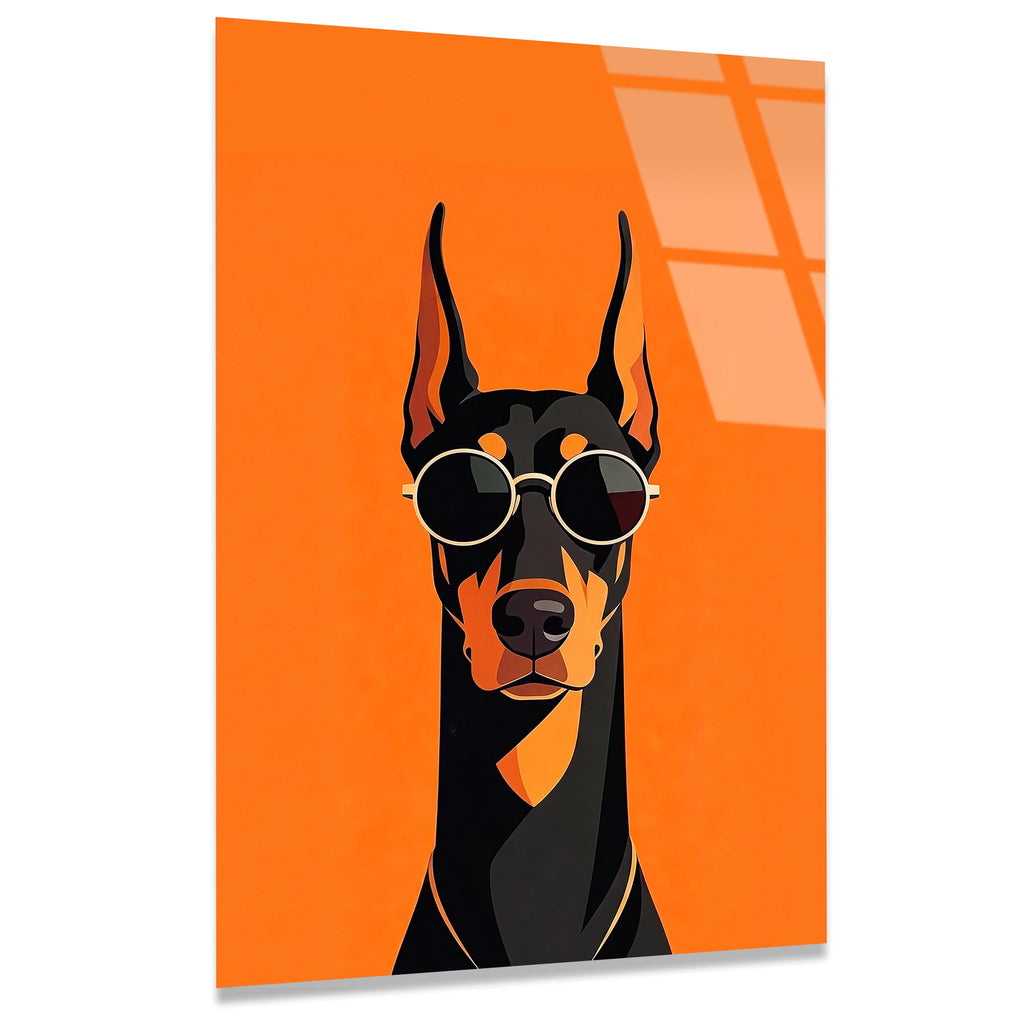 Doberman Cam Tablo – Köpek Temalı Duvar Dekoru - DEG0752